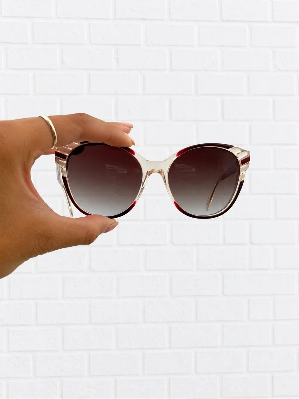 Emilio Pucci Oversized Gradient Lens Sunglasses - Clear Red Frame